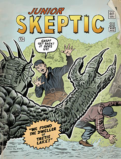 Thetis Lake monster cover of Junior Skeptic. 