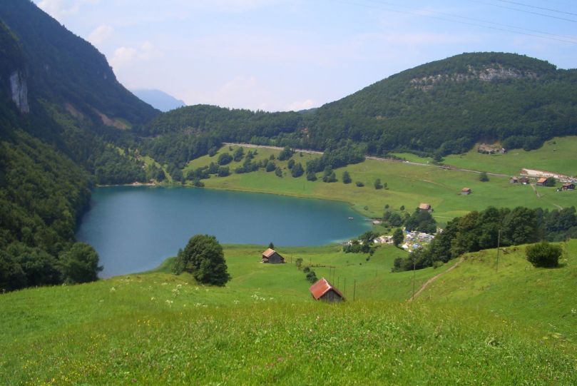 It's a VERY small lake. Lake Selisbergee, Switzerland.